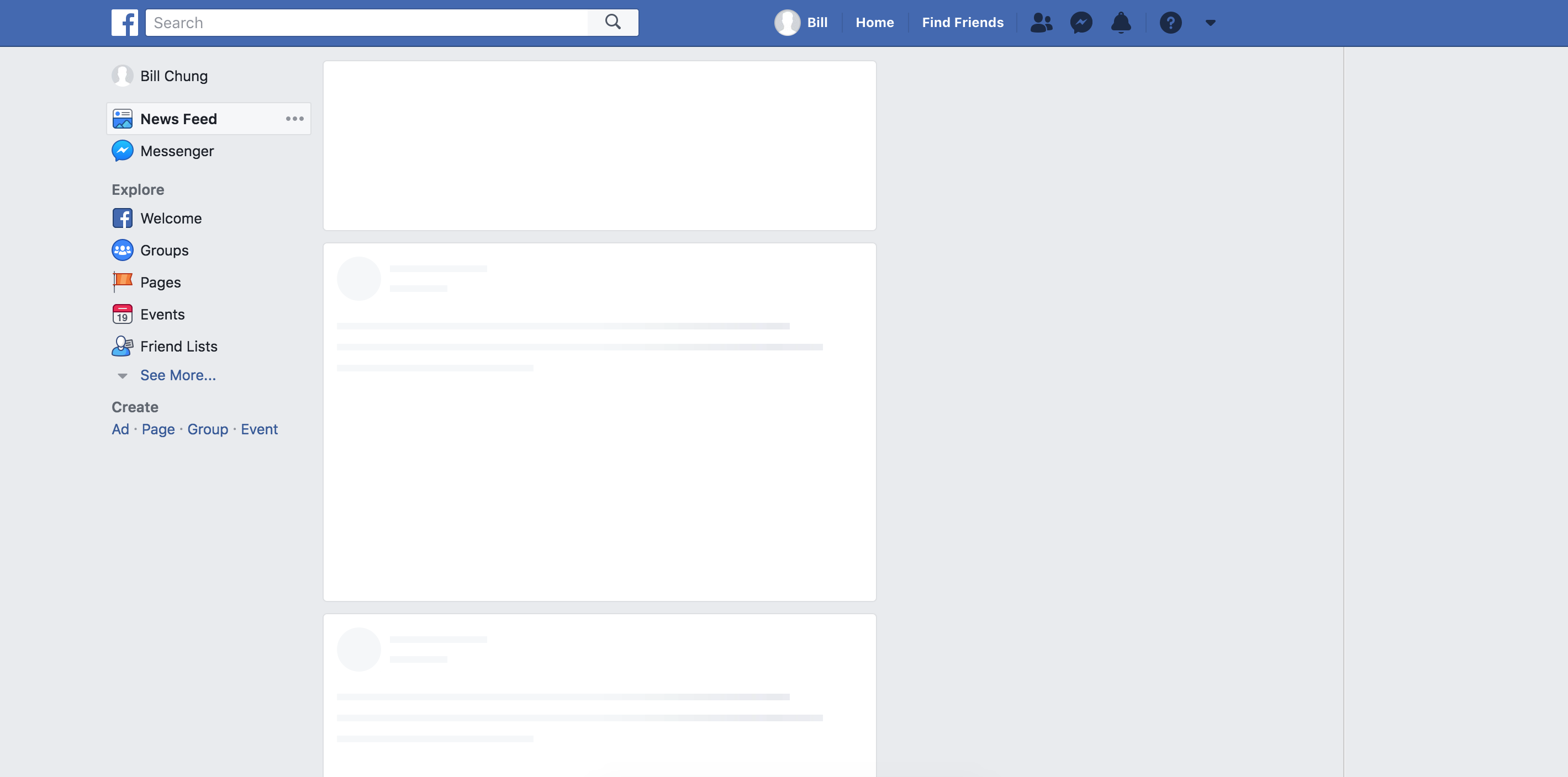 Skeleton loading na Facebook.com