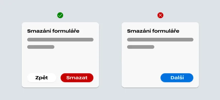 Jak pojmenovat akce buttonů - ve světlém tématu